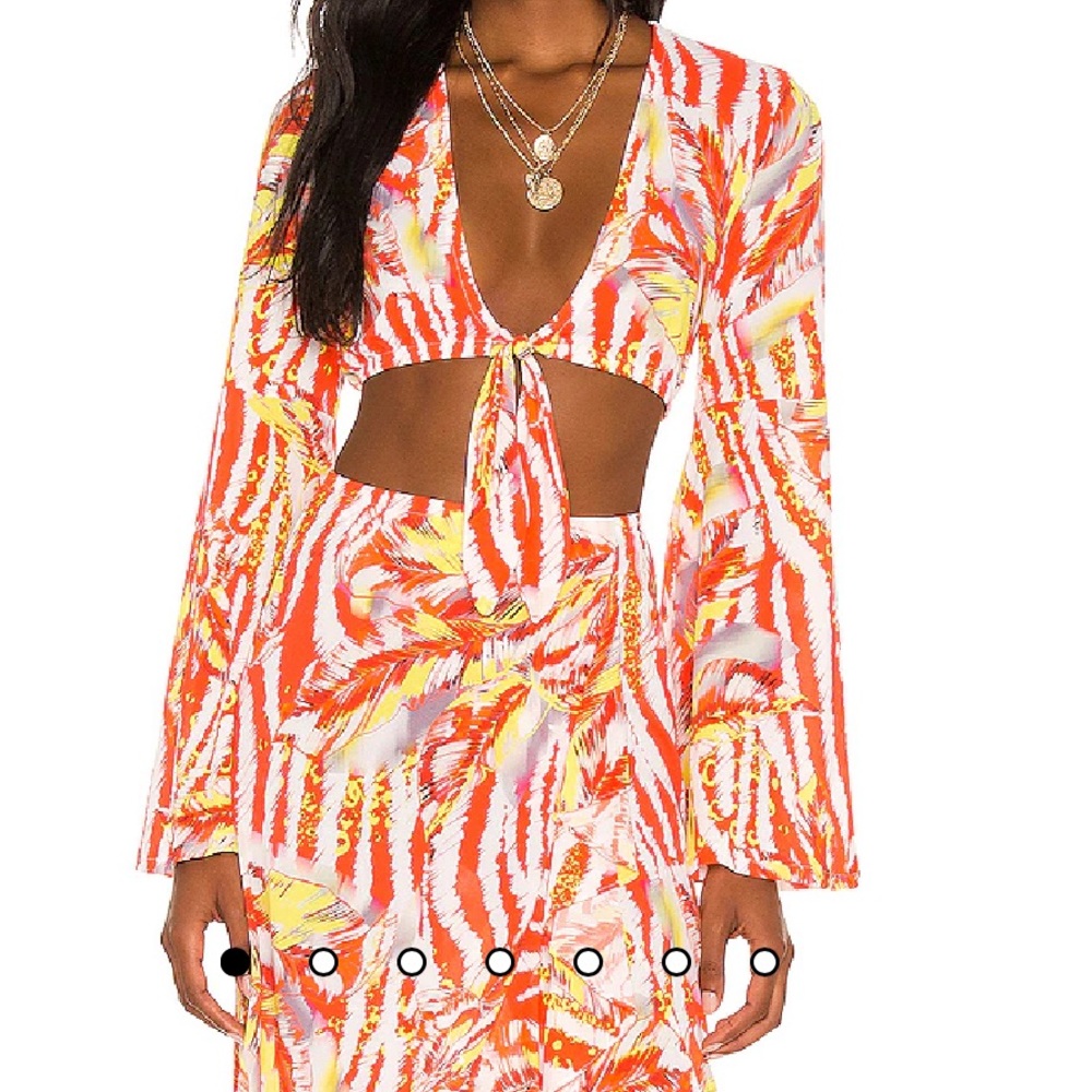 Revolve X Luli Fama crop top and skirt matching set in ‘ love me wild ‘ zebra